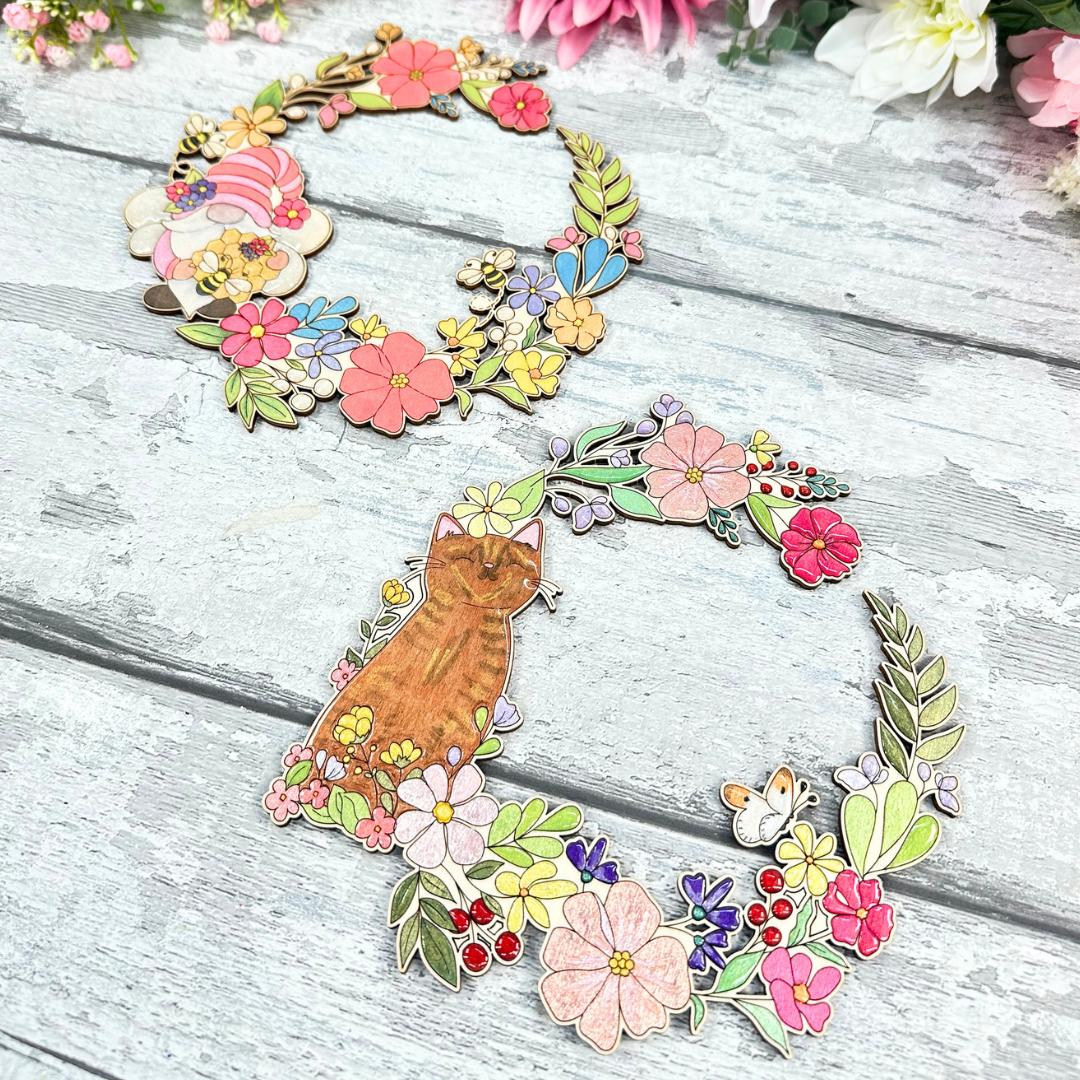Spring Kitty Cat Clock Set - Clock included
