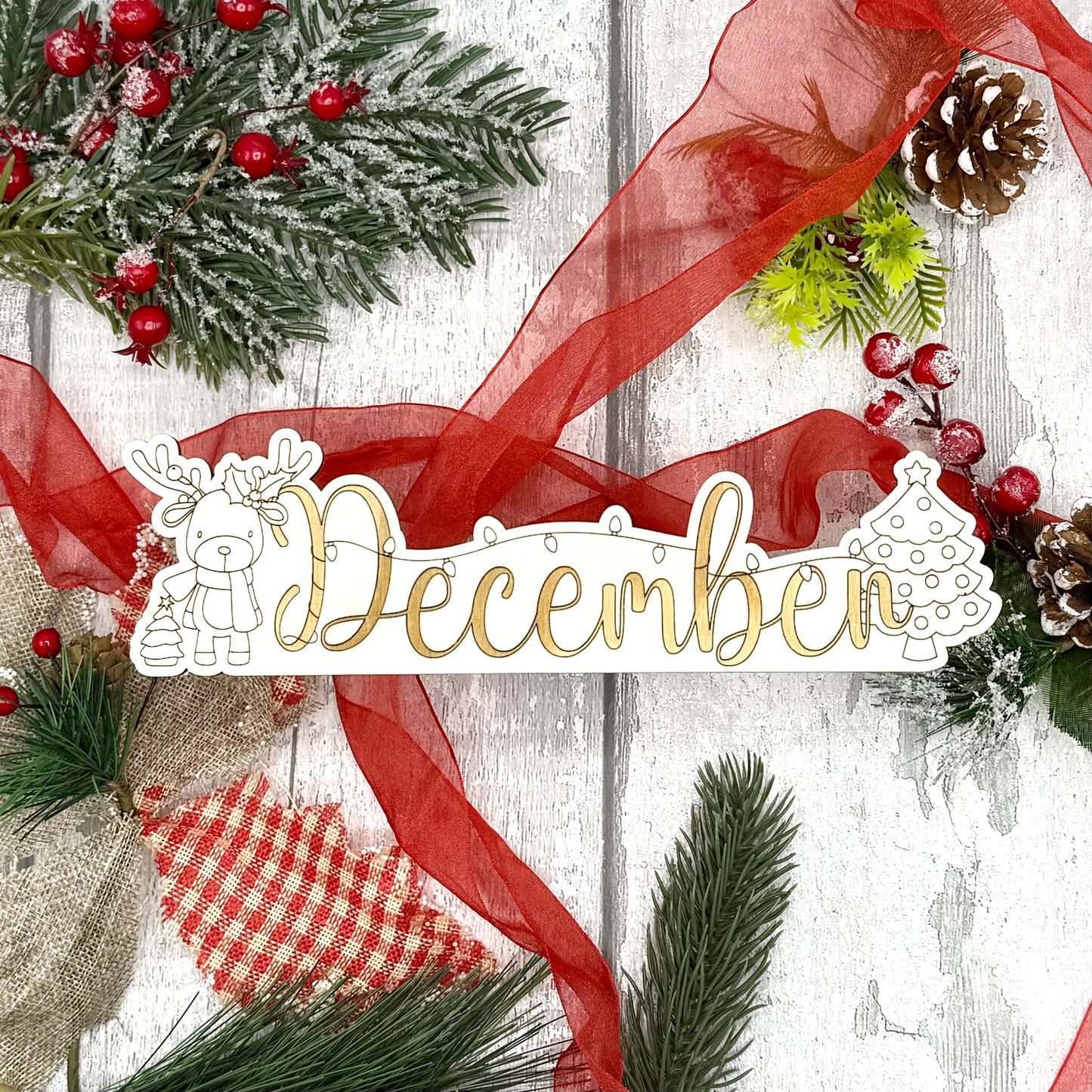 December Calendar Topper - Reindeer Design