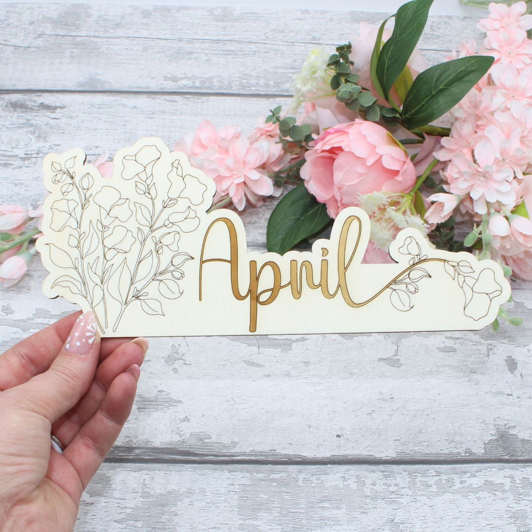 April Calendar Topper - Floral Design (Sweet-peas)