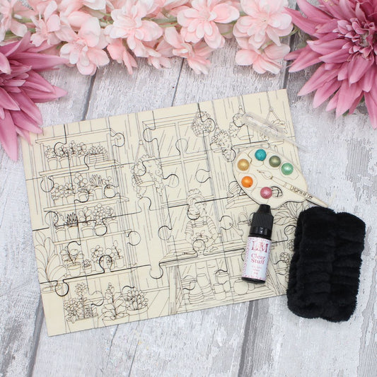 Gardening Scene Puzzle Colouring Sheet