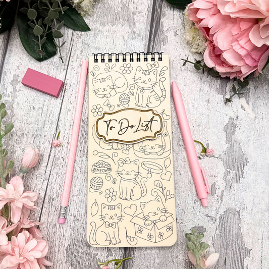 Purr-fect Plans To-Do List – Kitty Cat Wooden Cover