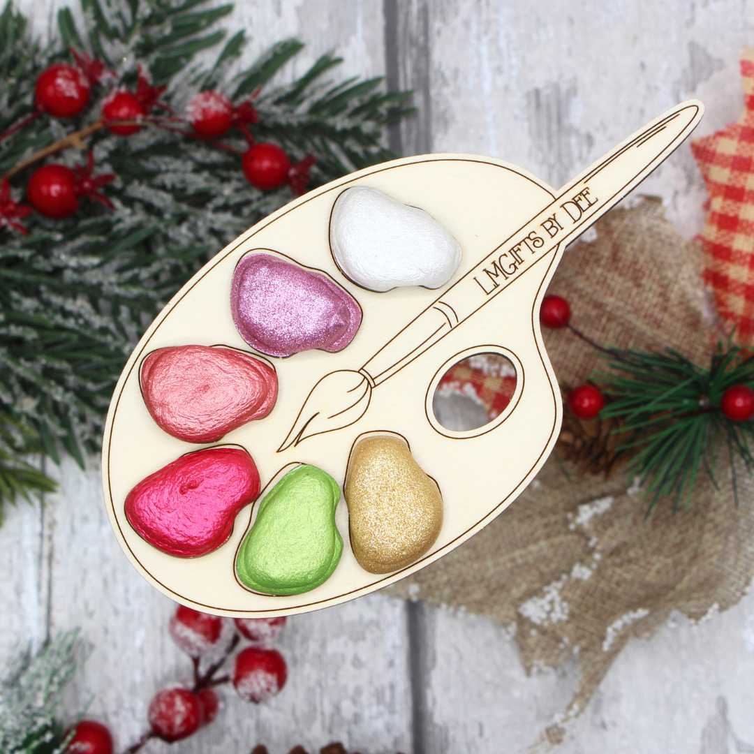 Pink Theme Christmas Paint Palette - Full Size