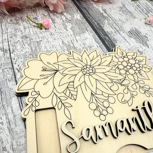Sunflower Bloom Personalised Notepad Holder – Paintable Wooden Desk Accessory