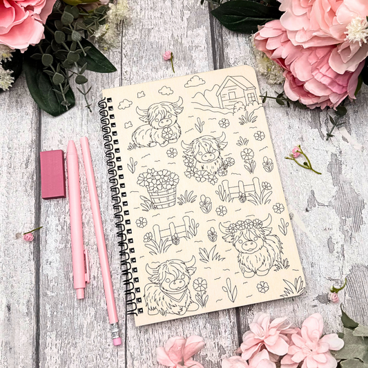 Highland Calm A5 Notebook – Wooden Cover