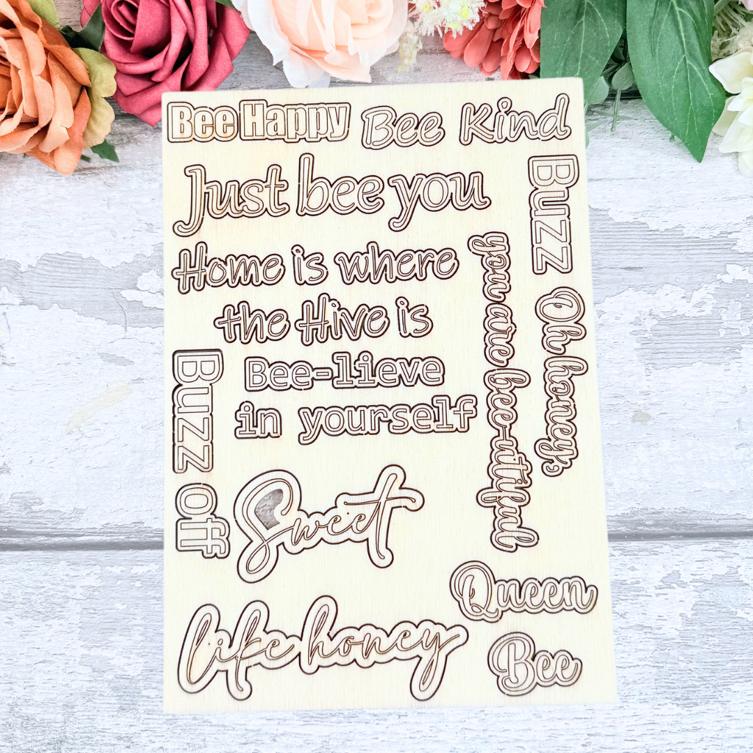 Bee-Themed Sentiments Pop-Out Sheet