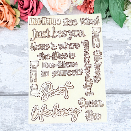 Bee-Themed Sentiments Pop-Out Sheet
