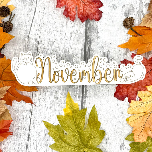 November Calendar Topper - Cat Design