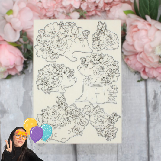 Hedgy the Hedgehog Floral Set of 6