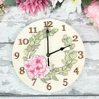 Hydrangea Clock Set - Clock included