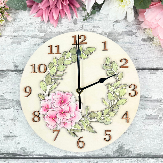 Hydrangea Clock Set - Clock included