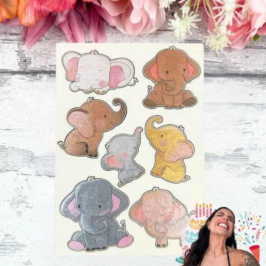 Baby Elephant Wooden Colouring Sheet