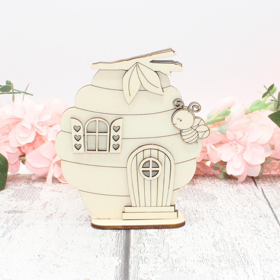 Bee Happy Hives - Paintable Wood Display