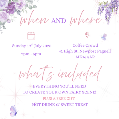 Invitation card with event details and floral decorations on a white background