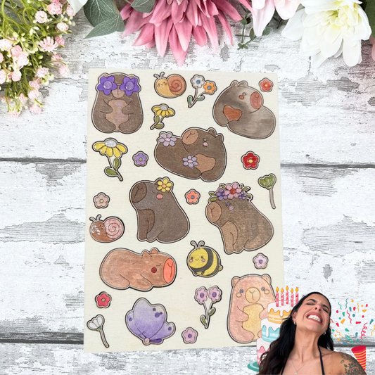 Summer Cappys Wooden Colouring Sheet