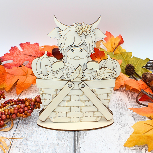 Autumn Basket - Highland Cow Décor (Topper Only)