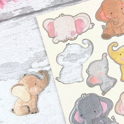 Baby Elephant Wooden Colouring Sheet