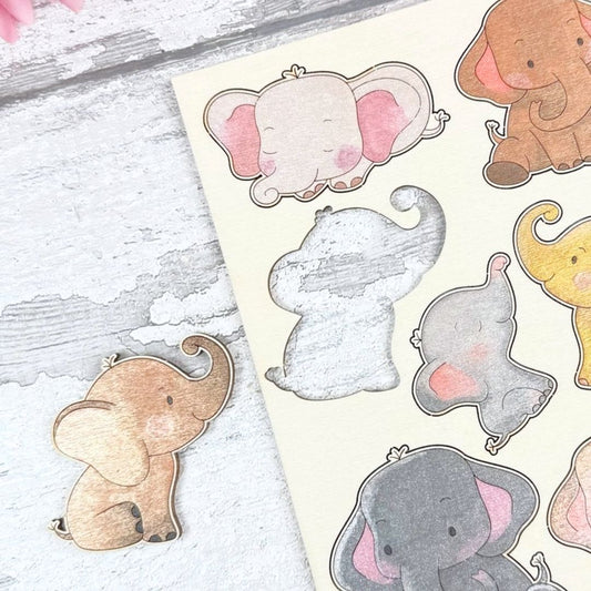 Baby Elephant Wooden Colouring Sheet