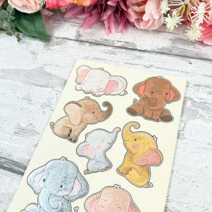 Baby Elephant Wooden Colouring Sheet