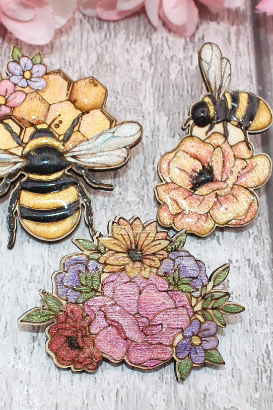 Bee Floral Brooch Set - Spring Accessories for Your Style