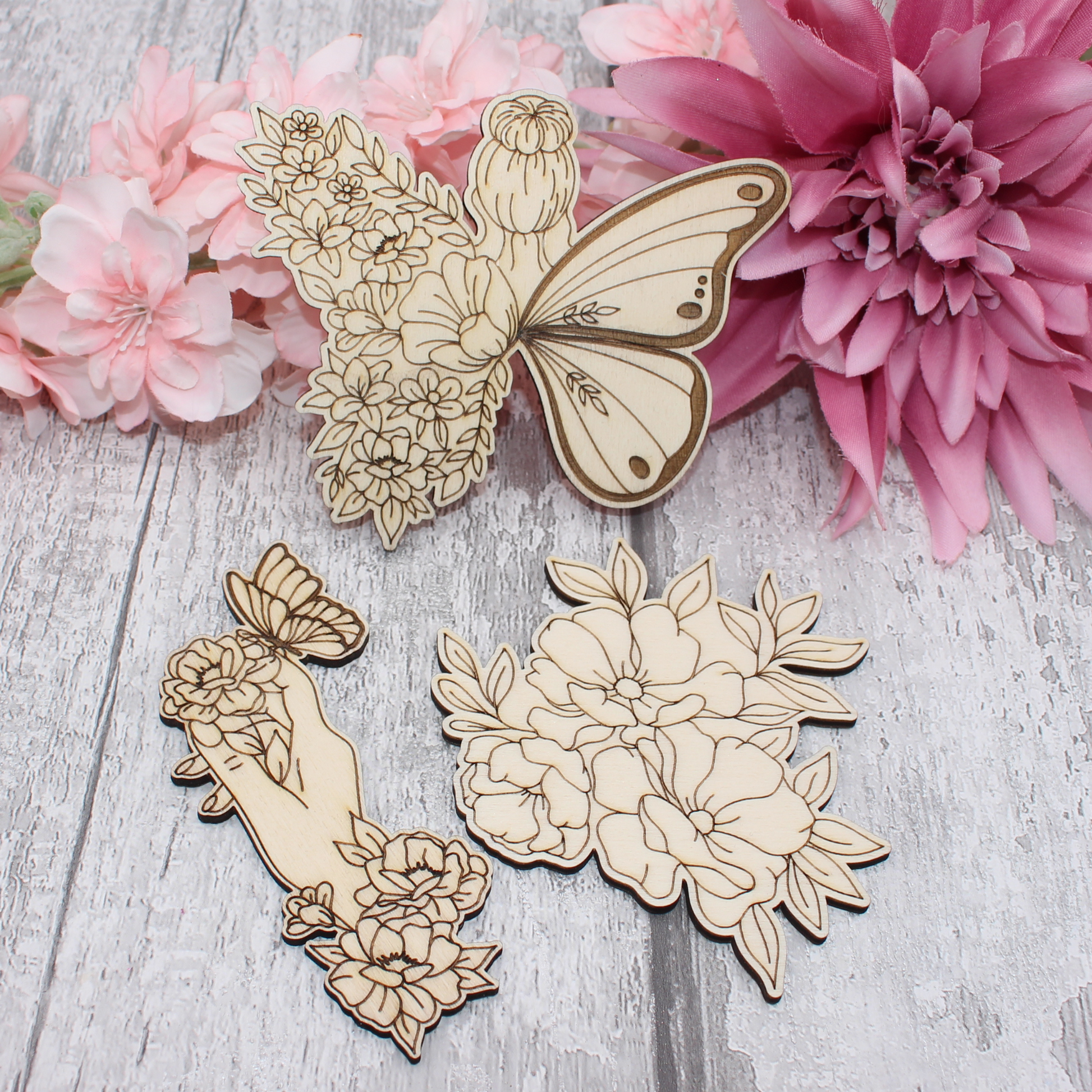 Floral Butterfly girl, Butterfly and hand floral and a beautiful bouquet of flowers