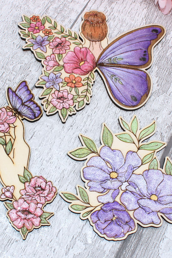 Floral Butterfly girl, Butterfly and hand floral and a beautiful bouquet of flowers