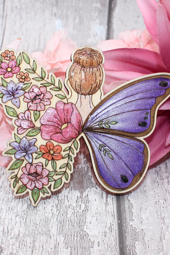 Floral Butterfly girl, Butterfly and hand floral and a beautiful bouquet of flowers