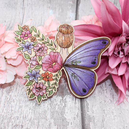 Floral Butterfly girl, Butterfly and hand floral and a beautiful bouquet of flowers