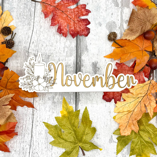 November Calendar Topper - Floral Candle Design