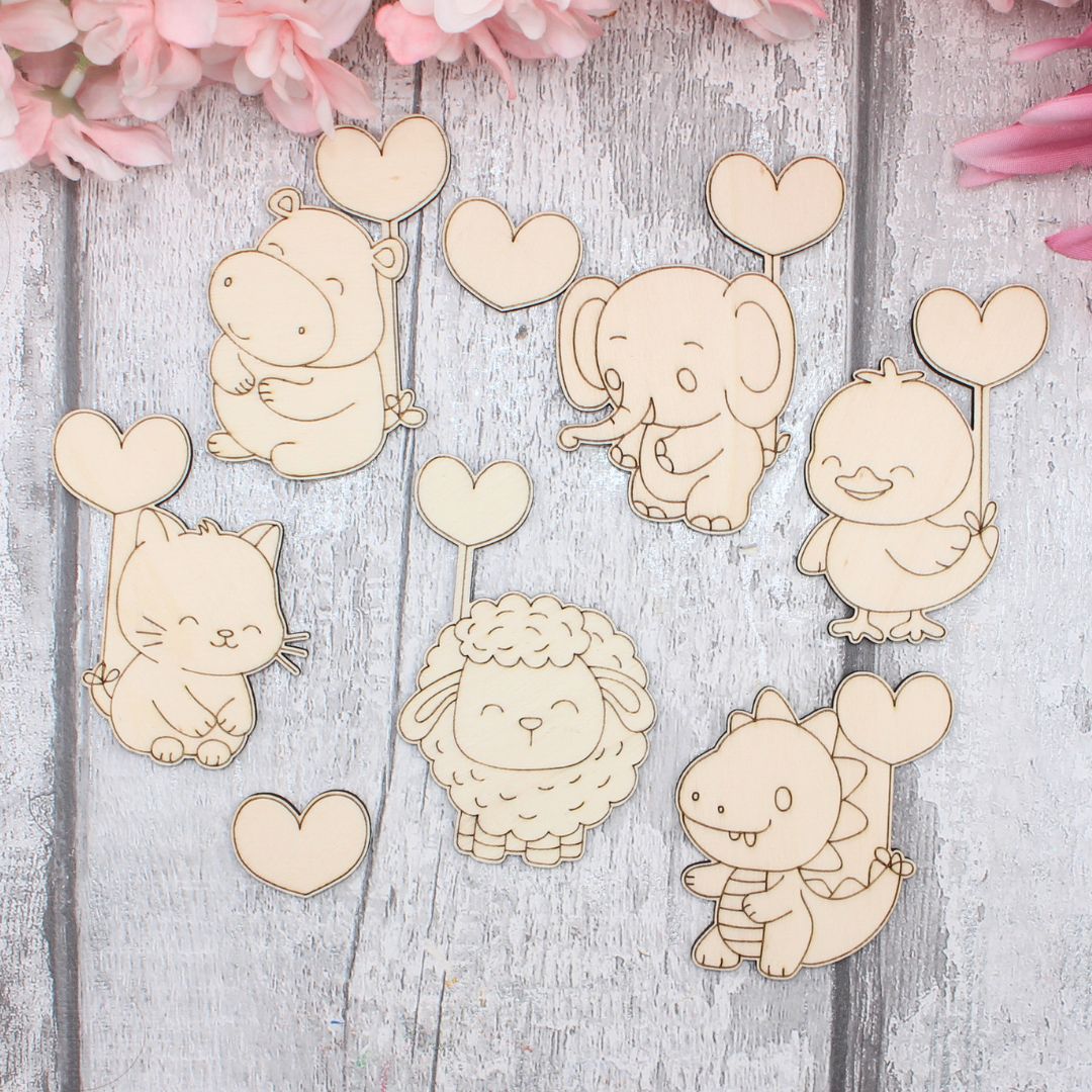 Cute Animals and Hearts Set