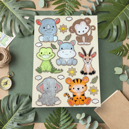 Cute Safari Colouring Pop-Out Sheet