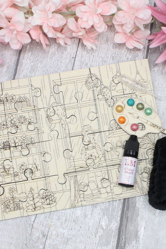 Gardening Scene Puzzle Colouring Sheet