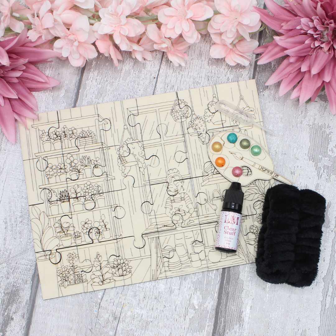 Gardening Scene Puzzle Colouring Sheet