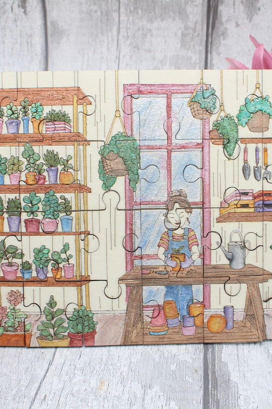 Gardening Scene Puzzle Colouring Sheet