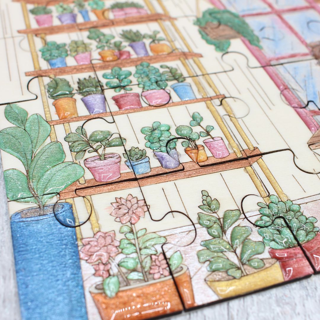 Gardening Scene Puzzle Colouring Sheet