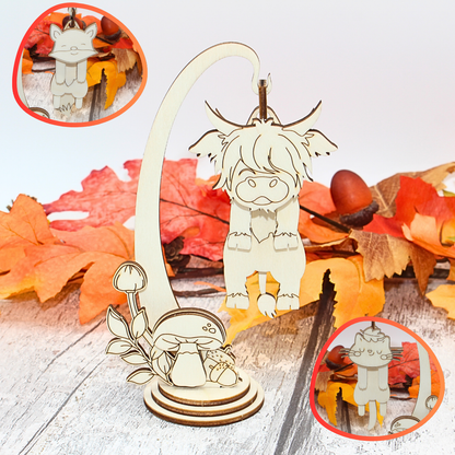 Autumn Wiggly Hanger Trio – Fox, Cat & Highland Cow