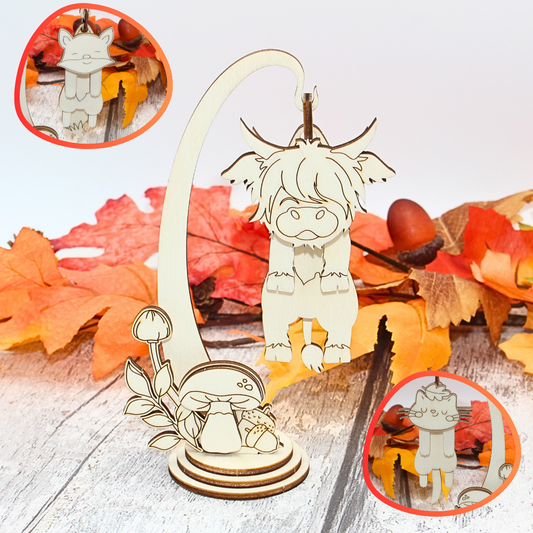 Autumn Wiggly Hanger Trio – Fox, Cat & Highland Cow