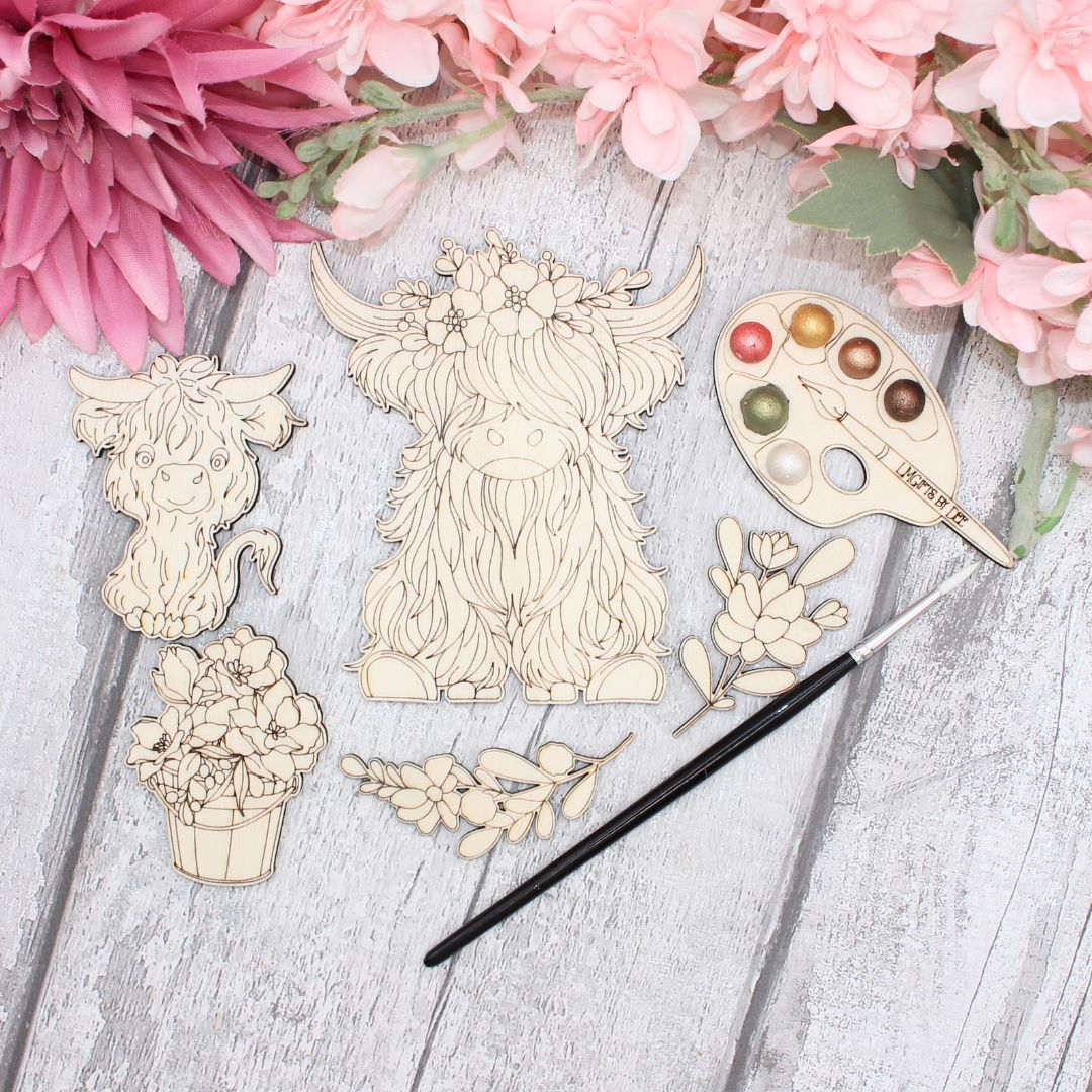 Highland Cow and Florals Mini Kit