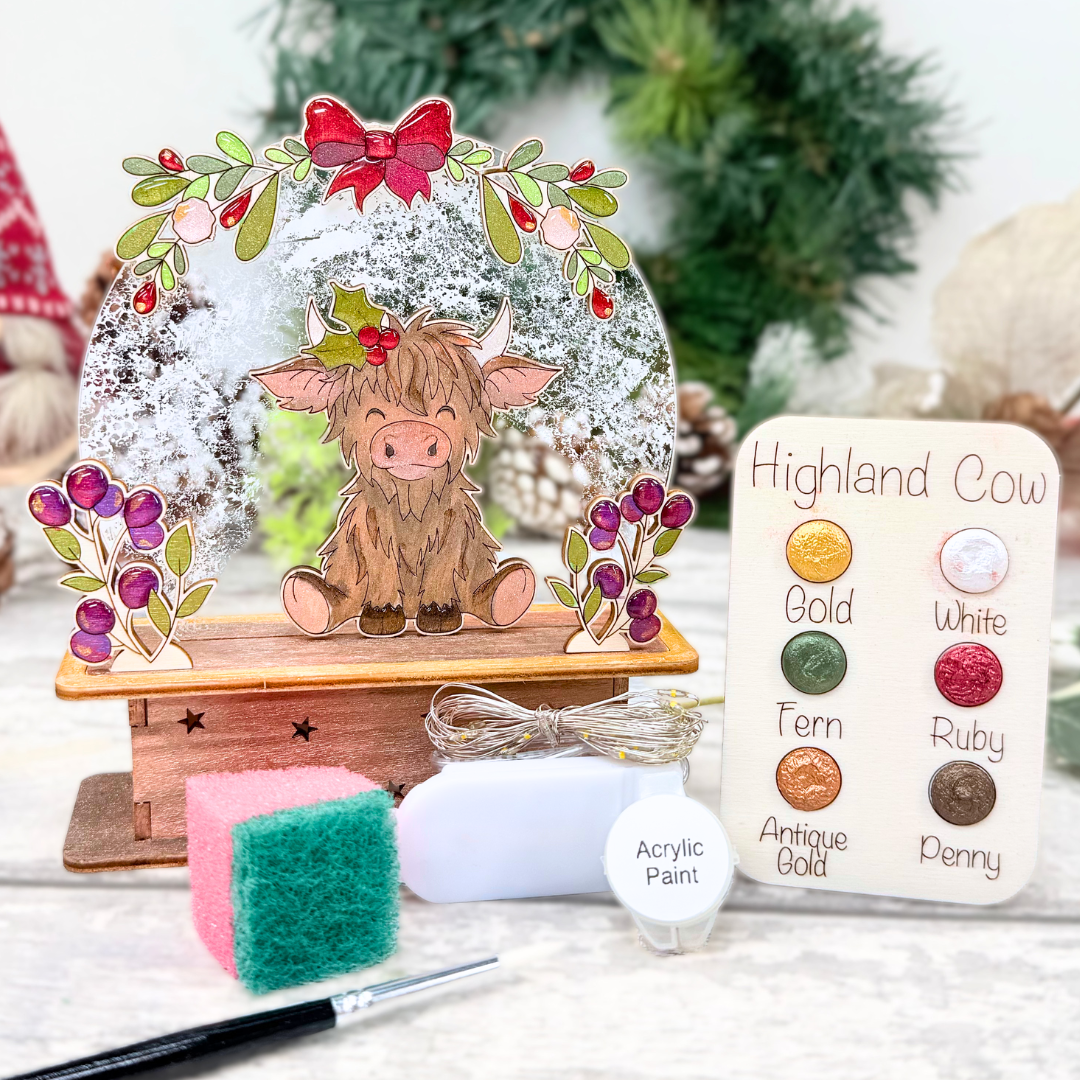 Winter Snow Globe Project - Highland Cow