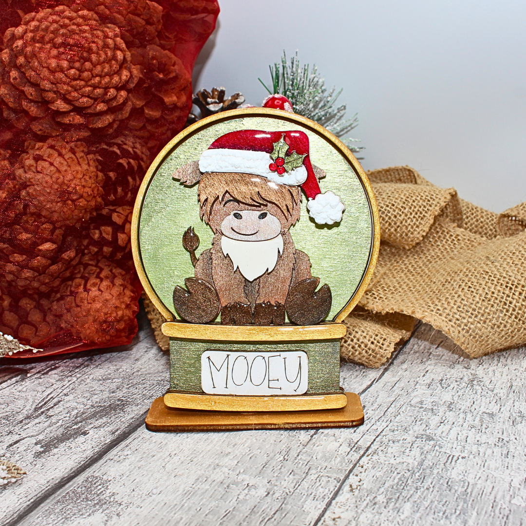 Christmas Highland Cooo Snow Globe