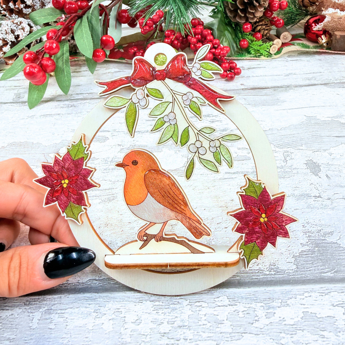 Robin & Mistletoe 3D Tree Ornament