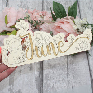 June Calendar Topper - Kitty Cat Design