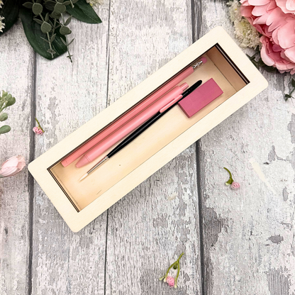 Floral Slide & Store Stationery Box – Buildable Wooden Craft Kit