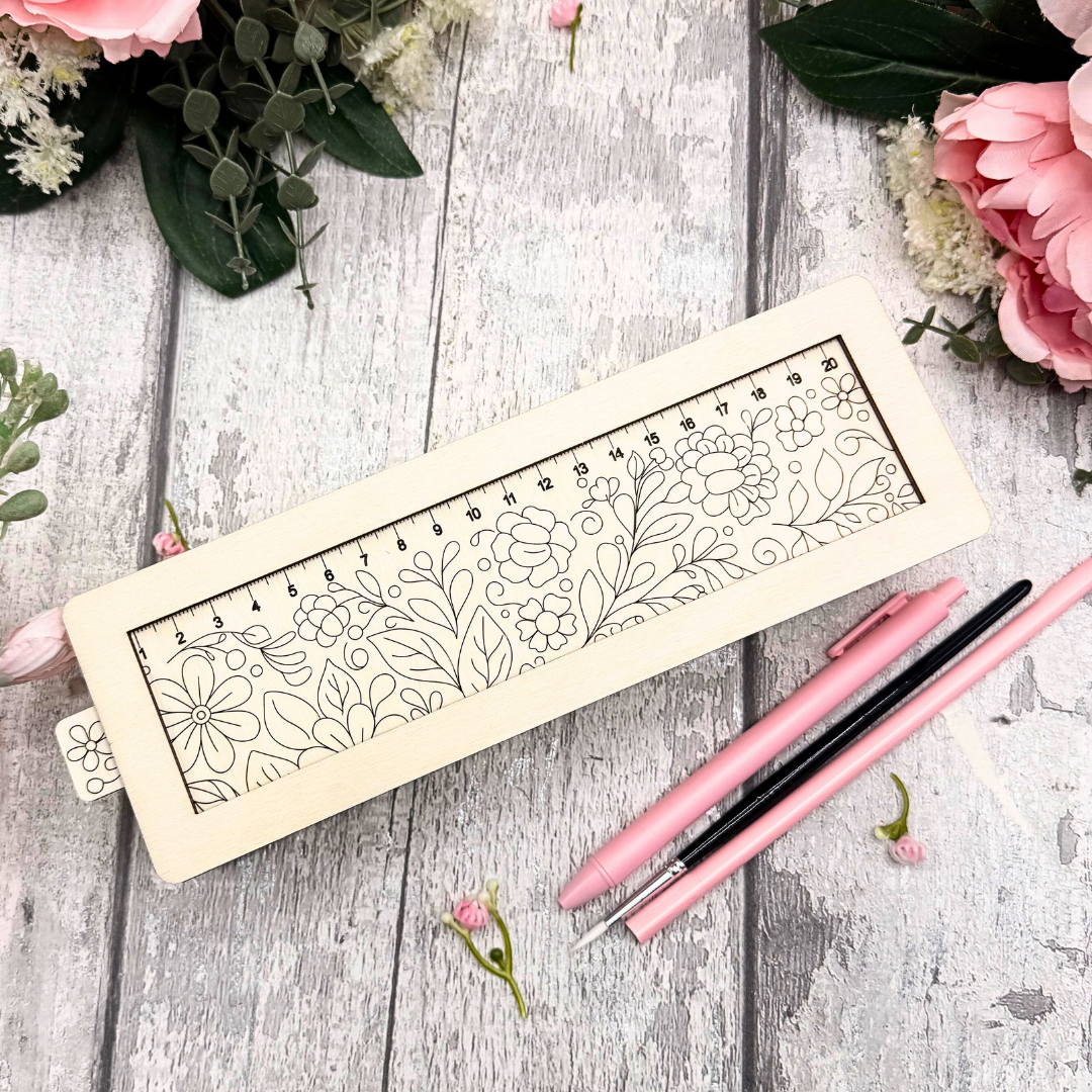 Floral Slide & Store Stationery Box – Buildable Wooden Craft Kit