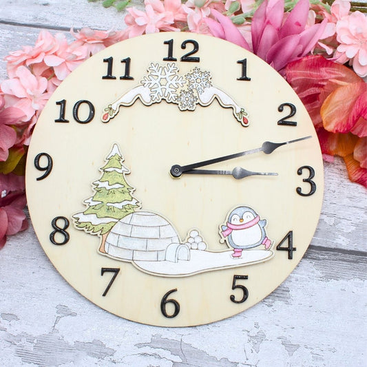 Cute Penguin Clock Face Add on (clock not included)