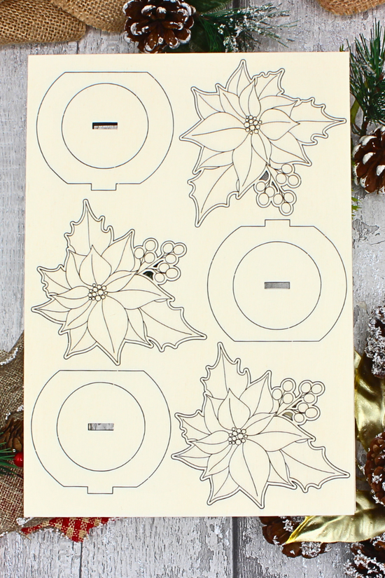 Poinsettia Christmas Napkin Rings - Set of 6
