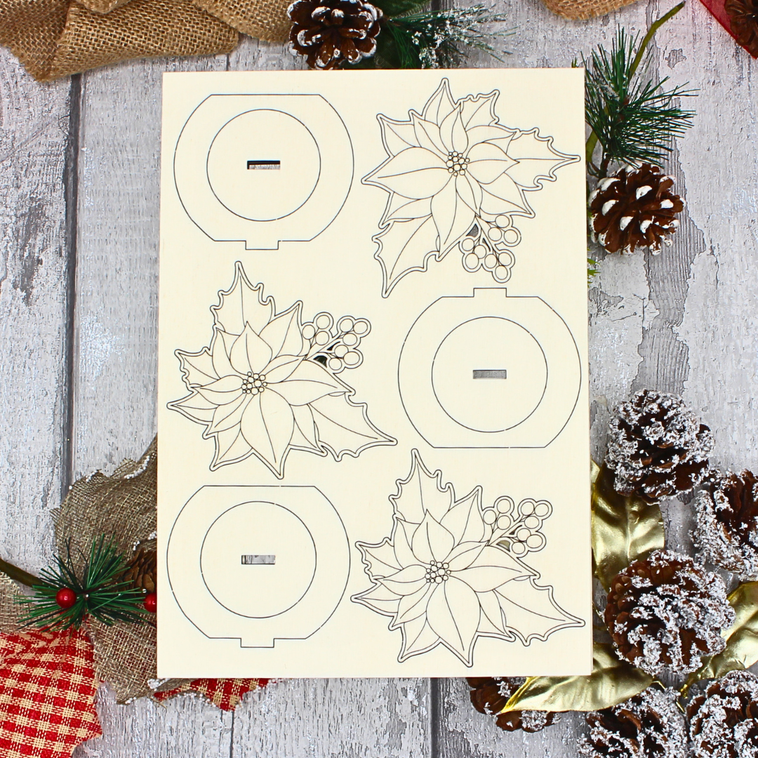 Poinsettia Christmas Napkin Rings - Set of 6