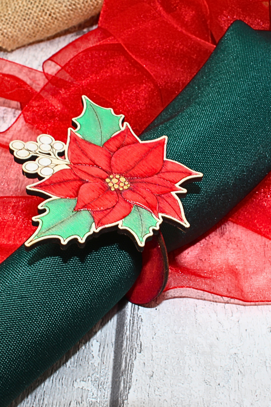 Poinsettia Christmas Napkin Rings - Set of 6