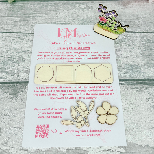 Practice sheets with simple shapes to practice on before moving onto floral designs and mini project.