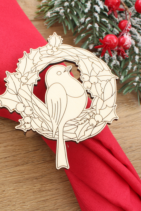 Robin Christmas Napkin Rings - Set of 6