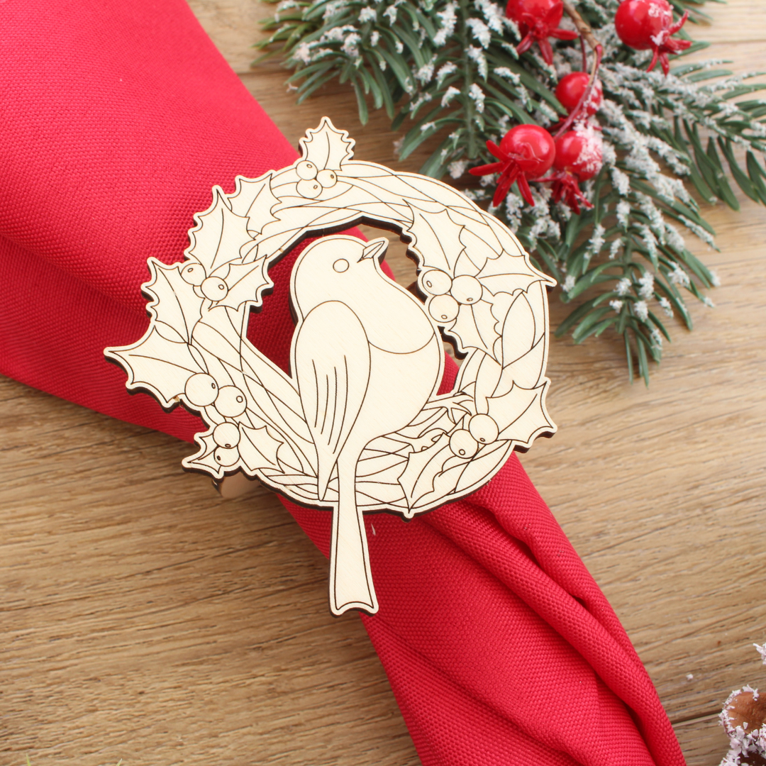 Robin Christmas Napkin Rings - Set of 6